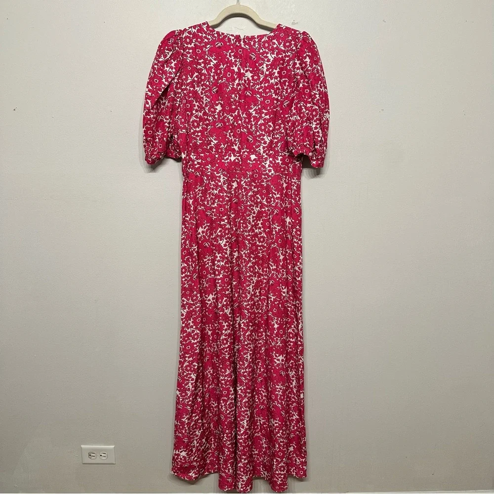 J. Crew Collection Puff Sleeve V Neck Maxi Dress in Drapey Floral